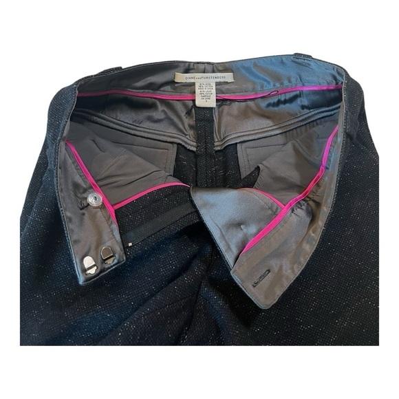 DVF Diane Von Furstenberg Wool Classic Ponte Trousers Speckled Black Grey Size 2 - Picture 11 of 15